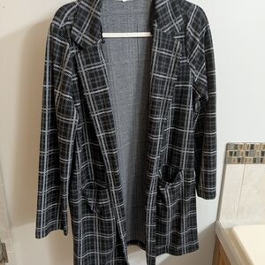 Plaid Women's Jacket - Black and Gray